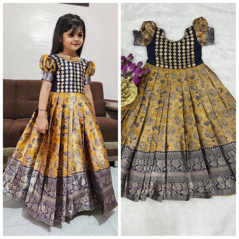 KIDS GOWN kanjivaram silk Wholesale kids designer clothing Mumbai